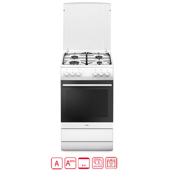 Amica SHEG 11557 W (Gas-Elektro-Standherd, 50 cm, Grill, Einhandzündung)
